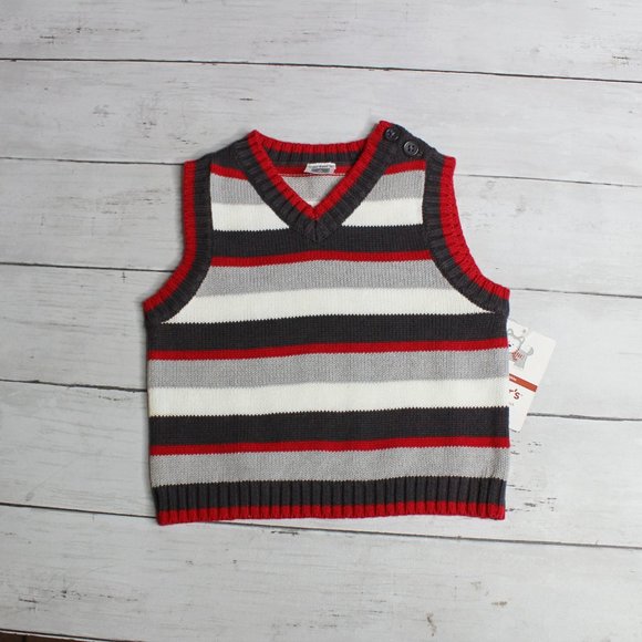 Carter's Baby Boy's Sleeveless Sweater Vest Size 9 Months Red Gray White - Picture 4 of 5